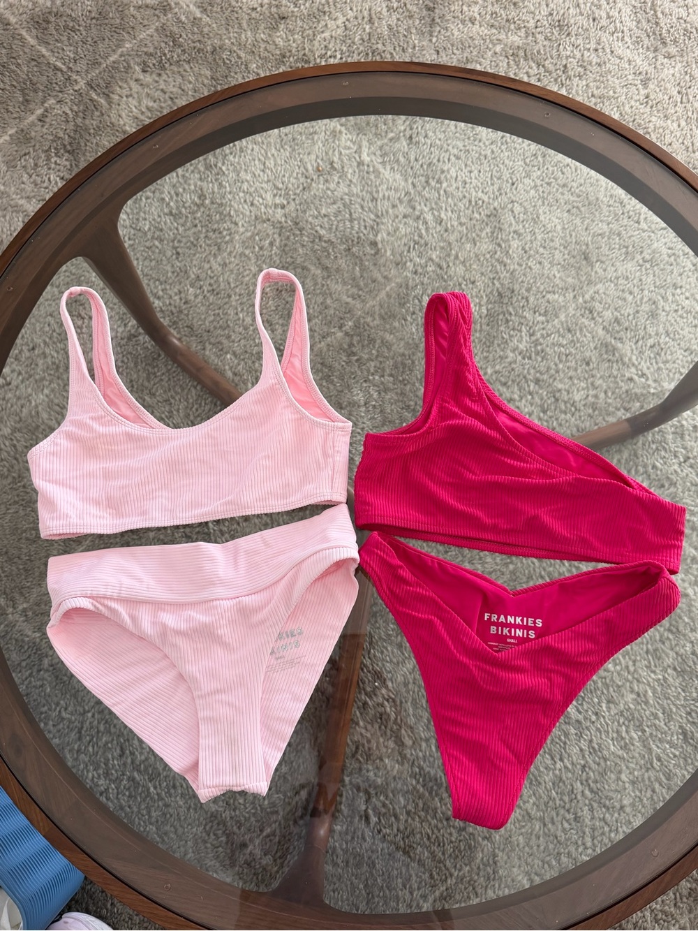 Frankies Bikinis Hot Pink One-Shoulder Bikini Set